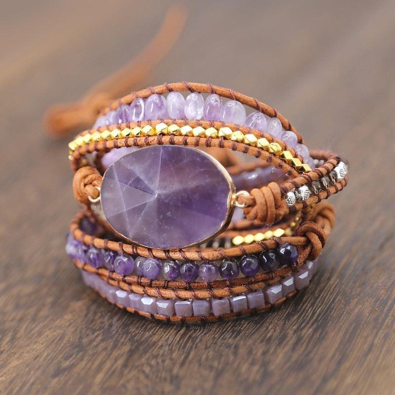 Natural Amethyst Hand-Woven Beaded Bracelet - Shop Alluring