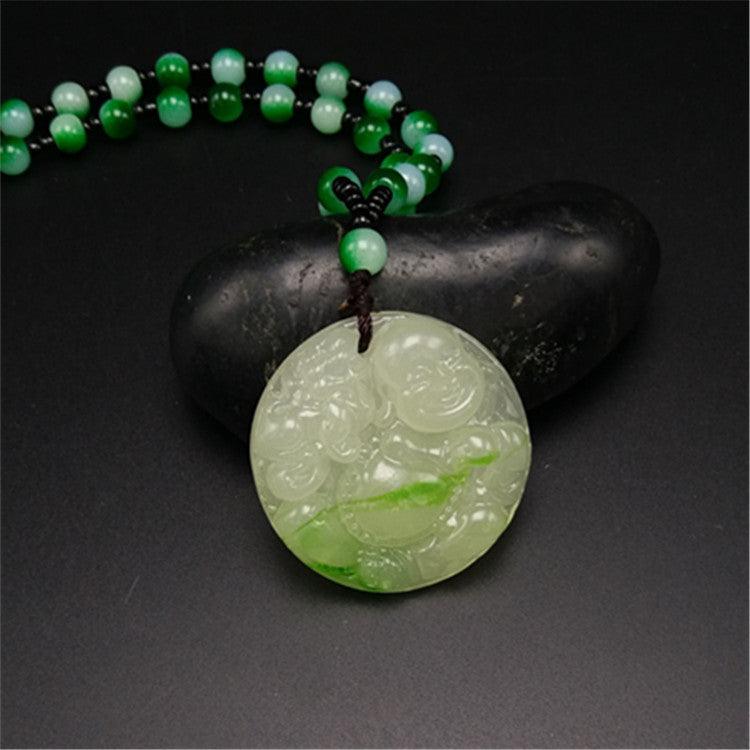 Chalcedony Luck Necklace Pendant pendent and bead chain - Shop Alluring