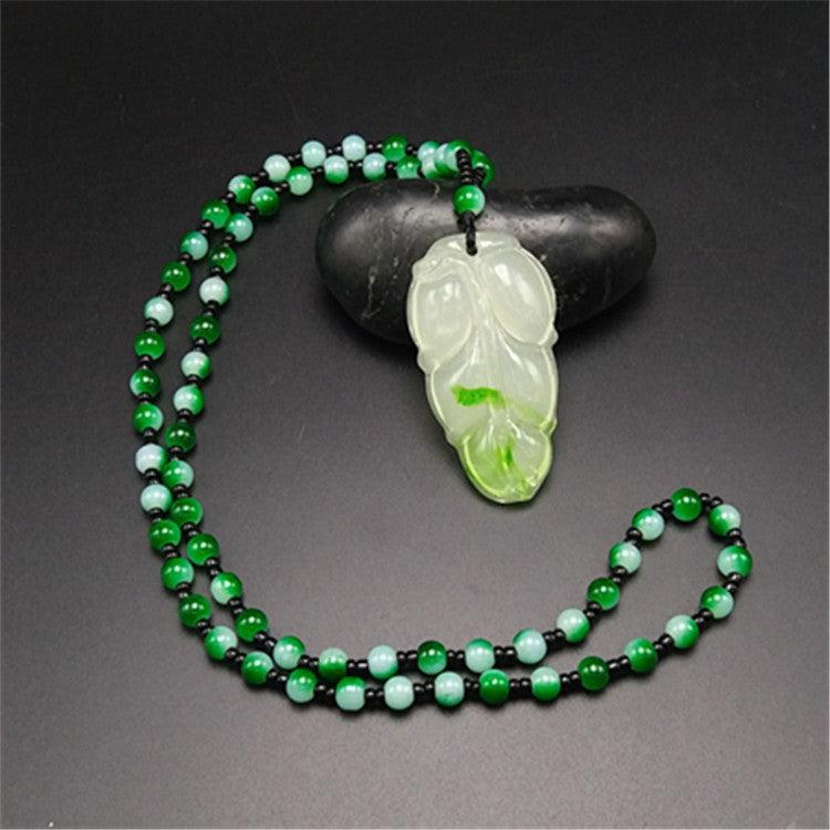 Chalcedony Luck Necklace Pendant pendent and bead chain - Shop Alluring
