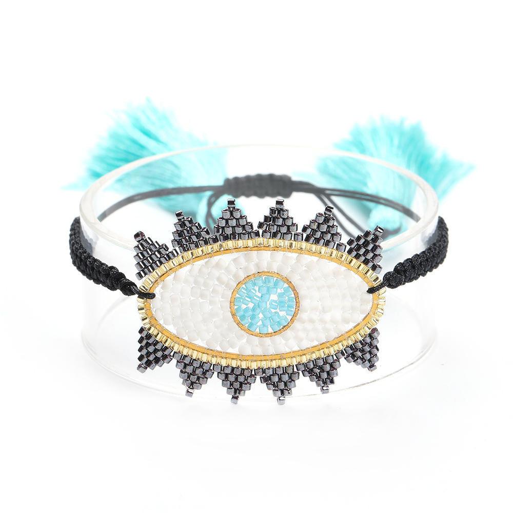 Miyuki Beads Set Hand-Woven Evil Eyes Bracelet - Shop Alluring