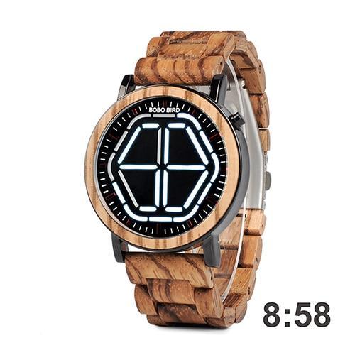 Bamboo LED Display Night Vision Digital Watch - Shop Alluring