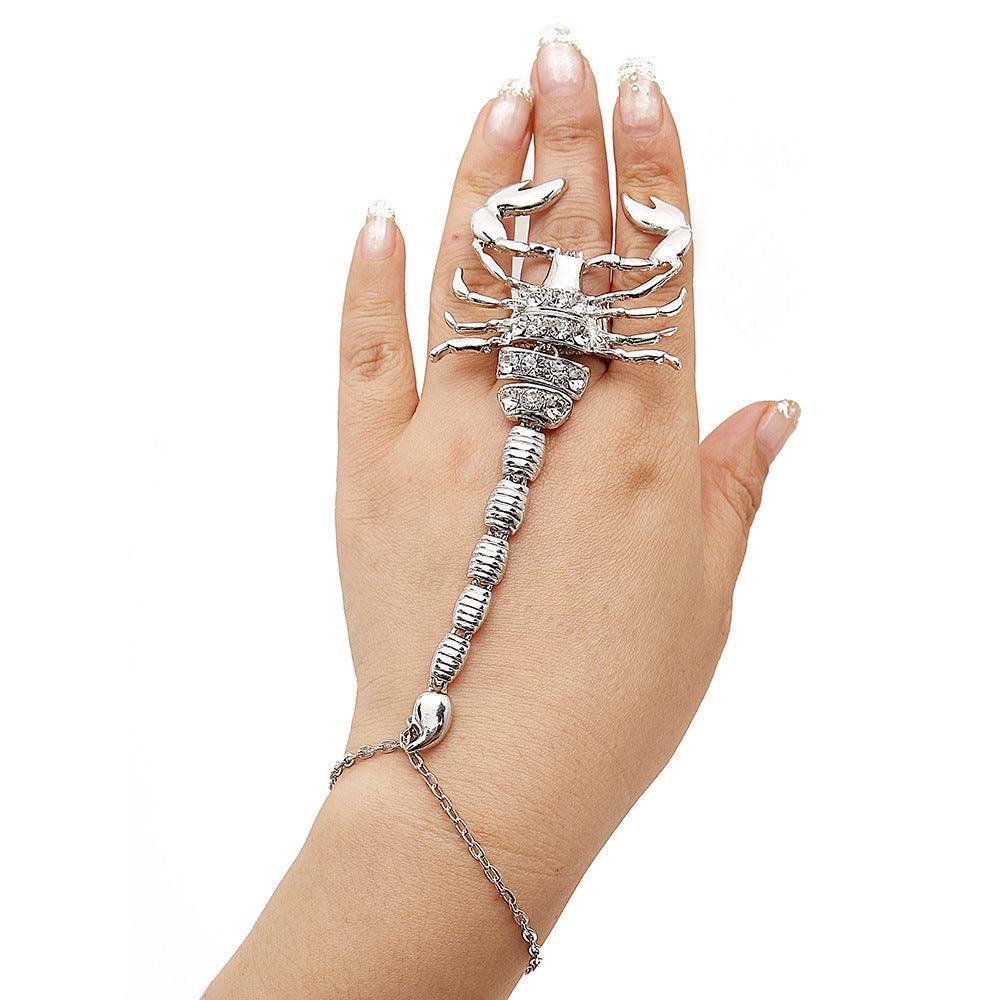 Diamond Scorpion Hand Ring Bracelet - Shop Alluring