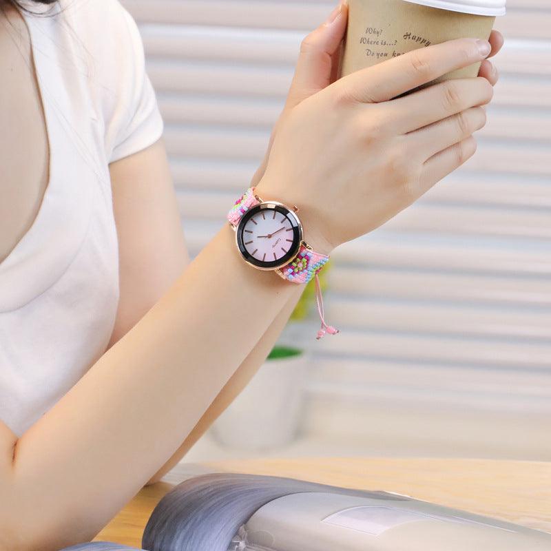 Beaded bracelet watch gradient color simple ladies watch - Shop Alluring