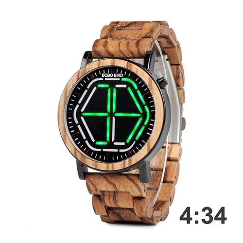 Bamboo LED Display Night Vision Digital Watch - Shop Alluring
