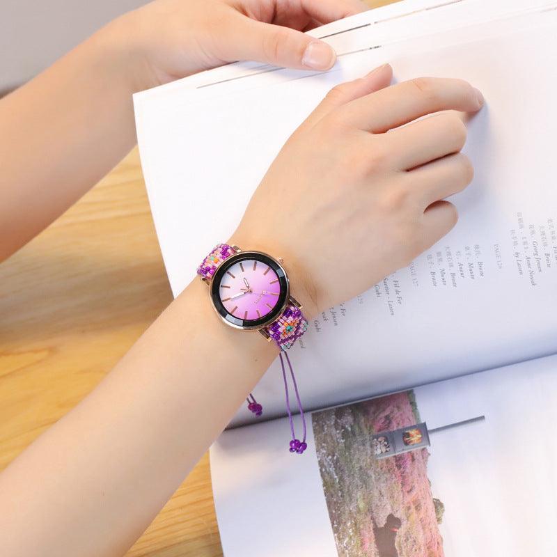 Beaded bracelet watch gradient color simple ladies watch - Shop Alluring