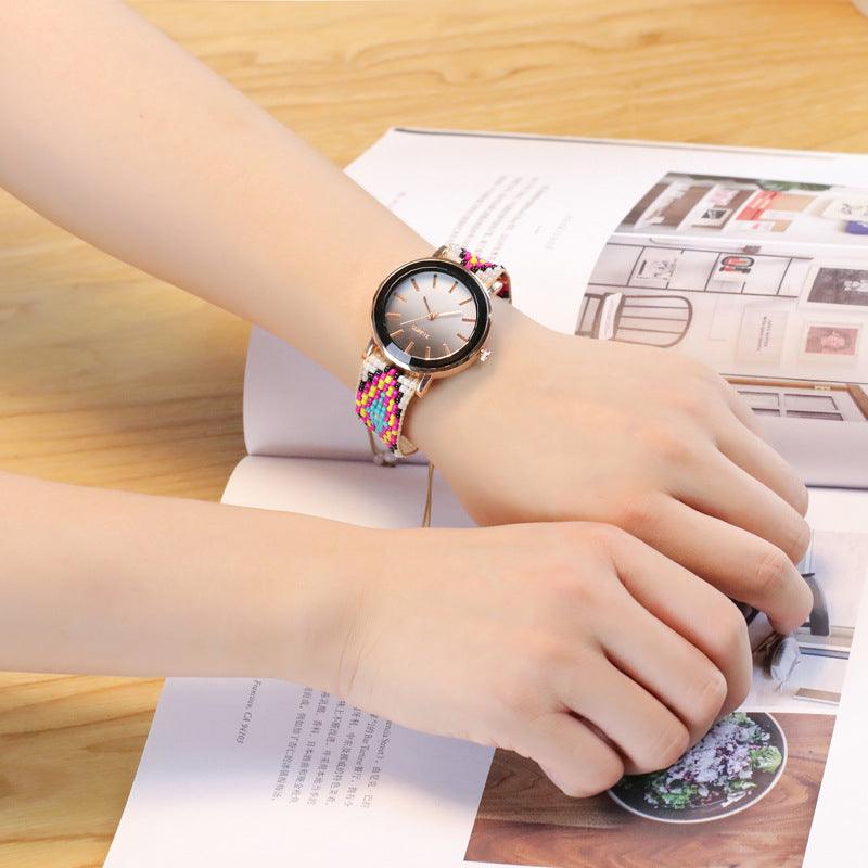 Beaded bracelet watch gradient color simple ladies watch - Shop Alluring