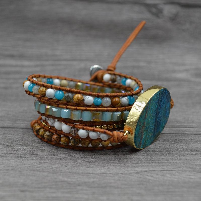Natural Ocean Jasper Stone Beaded Handmade bohemian Bracelet - Shop Alluring