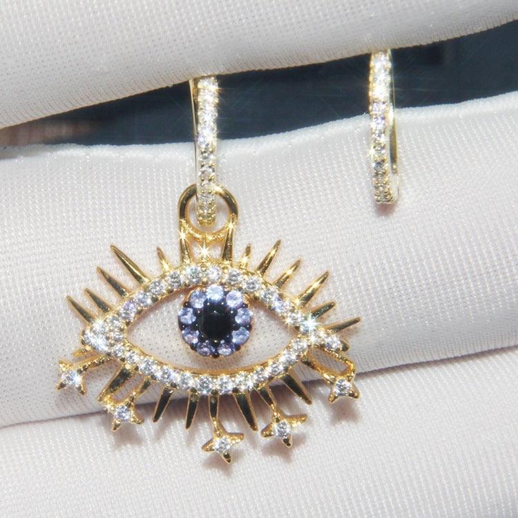 Sterling Silver Earrings Crystal Diamond Evil Eye Protection - Shop Alluring