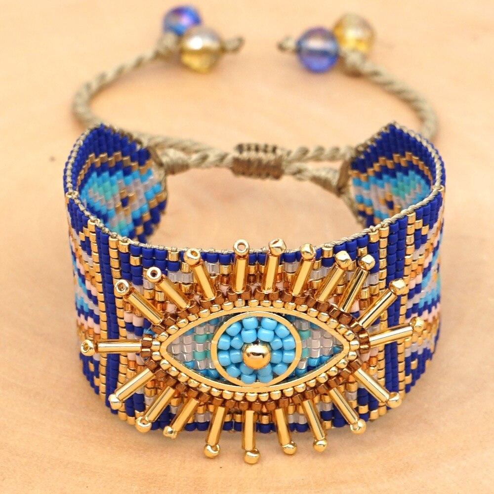 Evil Eye Rice Beads Hand-Woven Bracelet - Shop Alluring