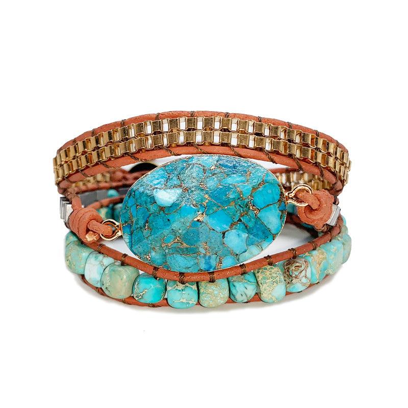 Turquoise hand-woven bracelet - Shop Alluring