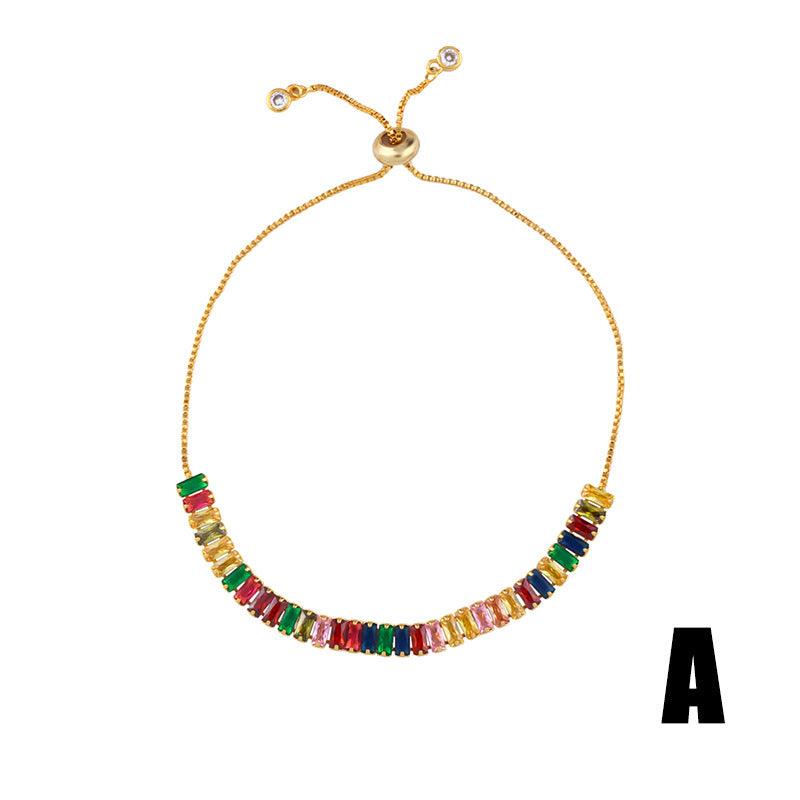 Gold Plated colorful zircon bracelet - Shop Alluring