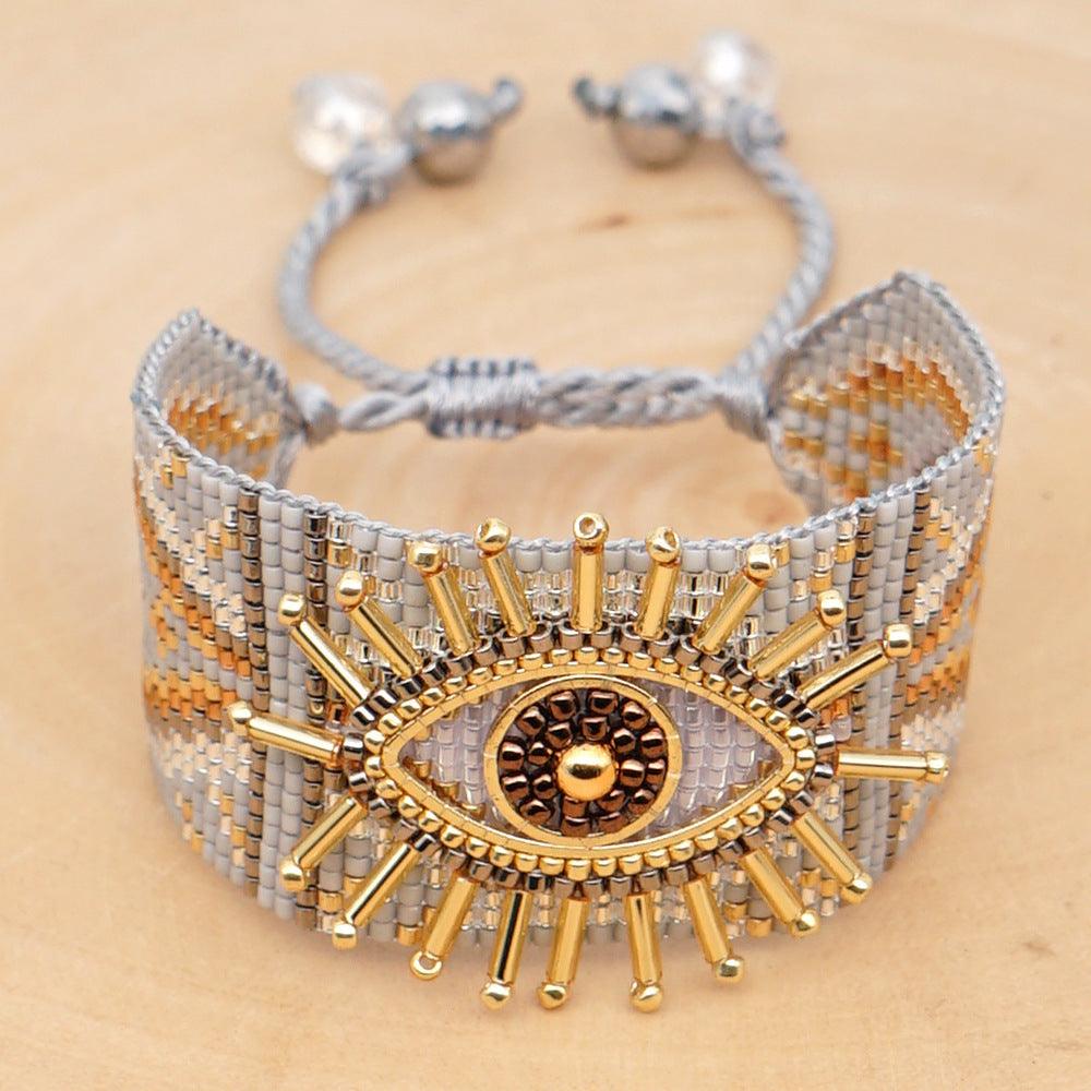 Evil Eye Rice Beads Hand-Woven Bracelet - Shop Alluring