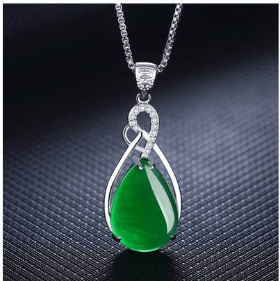 925 Silver Necklace Green or Red Chalcedony Pendant - Shop Alluring