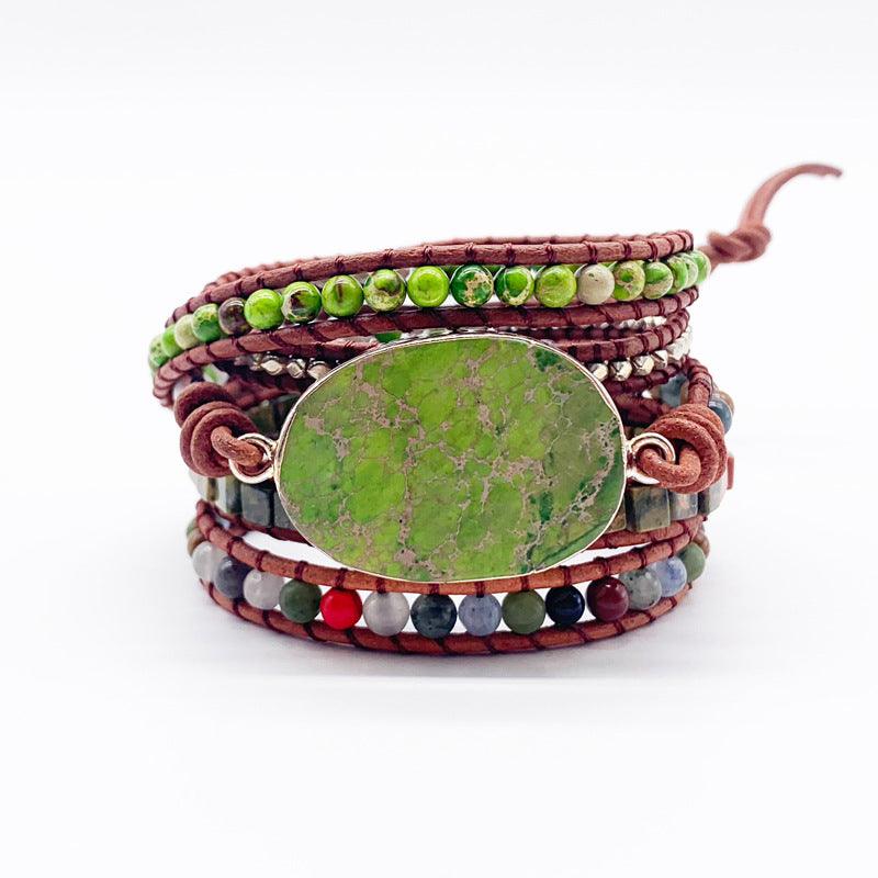 Gaspeite hand-woven bracelet - Shop Alluring