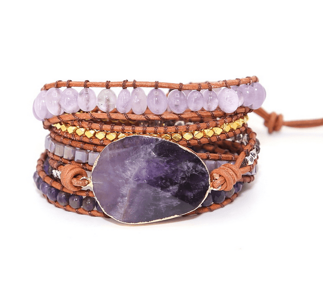 Natural Amethyst Hand-Woven Beaded Bracelet - Shop Alluring