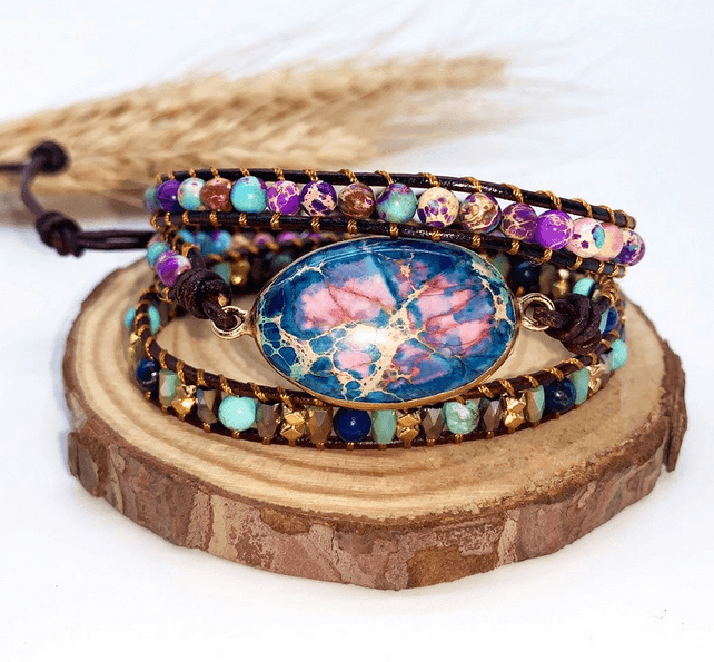 Imperial Stone Multi-layer Woven Leather Bracelet - Shop Alluring