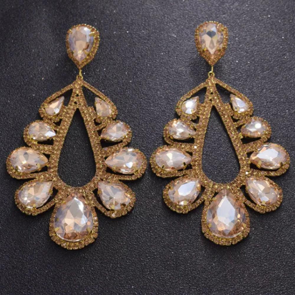 Fashion Rhinestone Long Drop Earrings - Shop Alluring