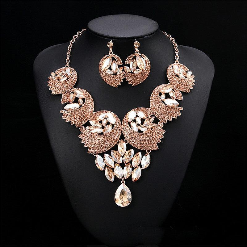 Luxury Synthetic Diamond Necklace And Earrings Set Bridal Jewelry - Shop Alluring