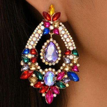 Geometric Statement Large Round Rhinestone Earrings - Shop Alluring