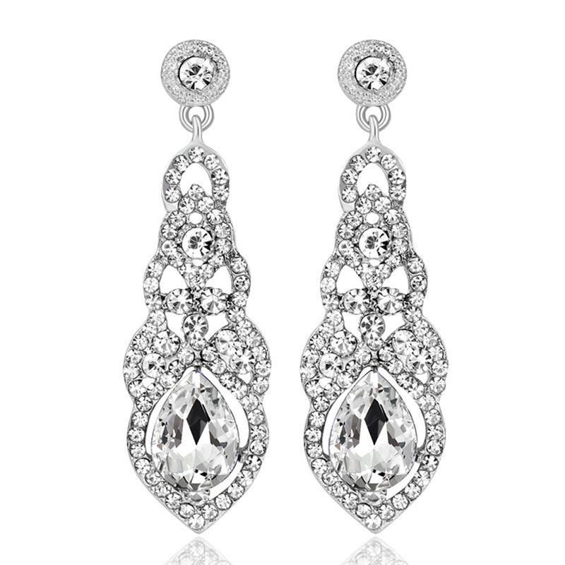 Fashion Long Crystal Bridal Special Occasion Earrings - Shop Alluring