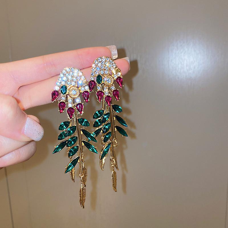 Diamond Drop Feather Look Earrings - Shop Alluring