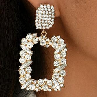 Geometric Statement Large Round Rhinestone Earrings - Shop Alluring