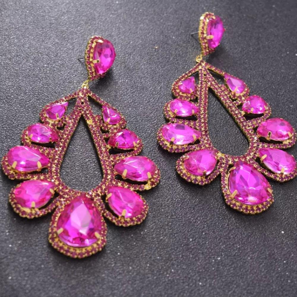 Fashion Rhinestone Long Drop Earrings - Shop Alluring