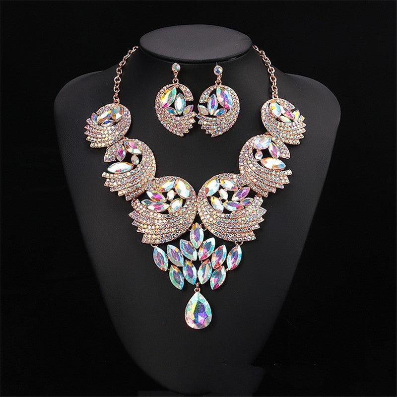 Luxury Synthetic Diamond Necklace And Earrings Set Bridal Jewelry - Shop Alluring