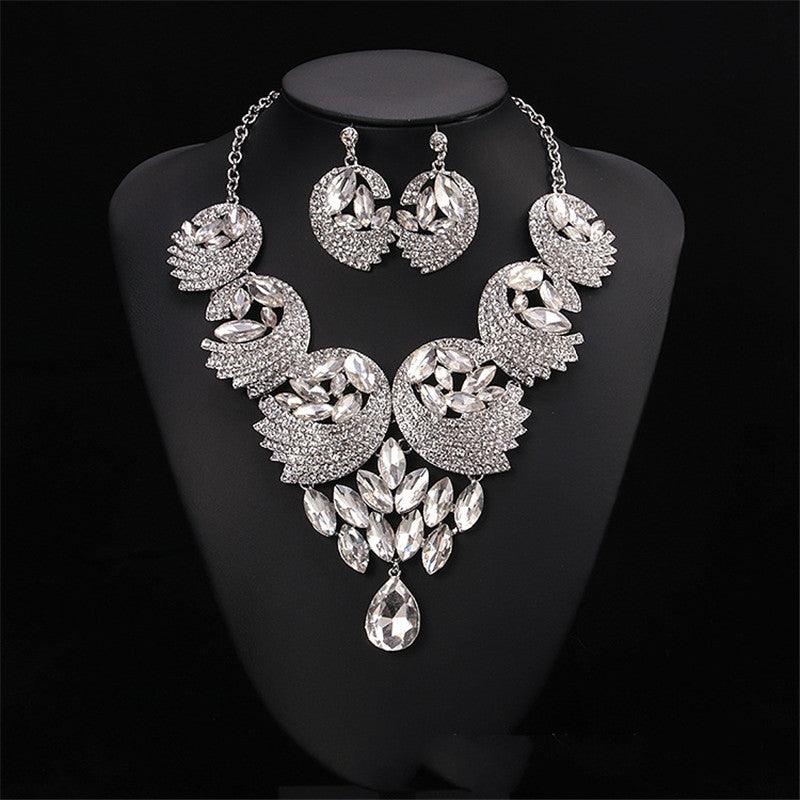 Luxury Synthetic Diamond Necklace And Earrings Set Bridal Jewelry - Shop Alluring