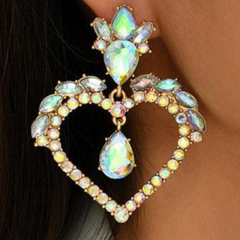 Geometric Statement Large Round Rhinestone Earrings - Shop Alluring