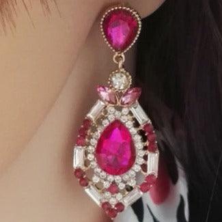 Large Rhinestone Drop Earrings - Shop Alluring