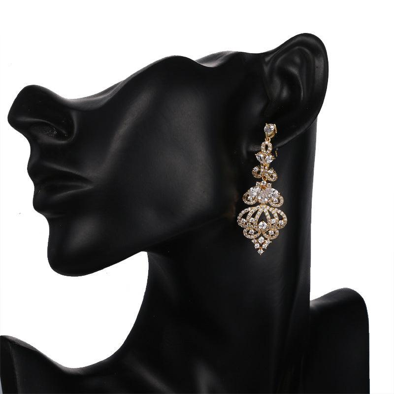 Long Cubic Zirconia Crystal Earrings Bridal Chandelier Earrings - Shop Alluring