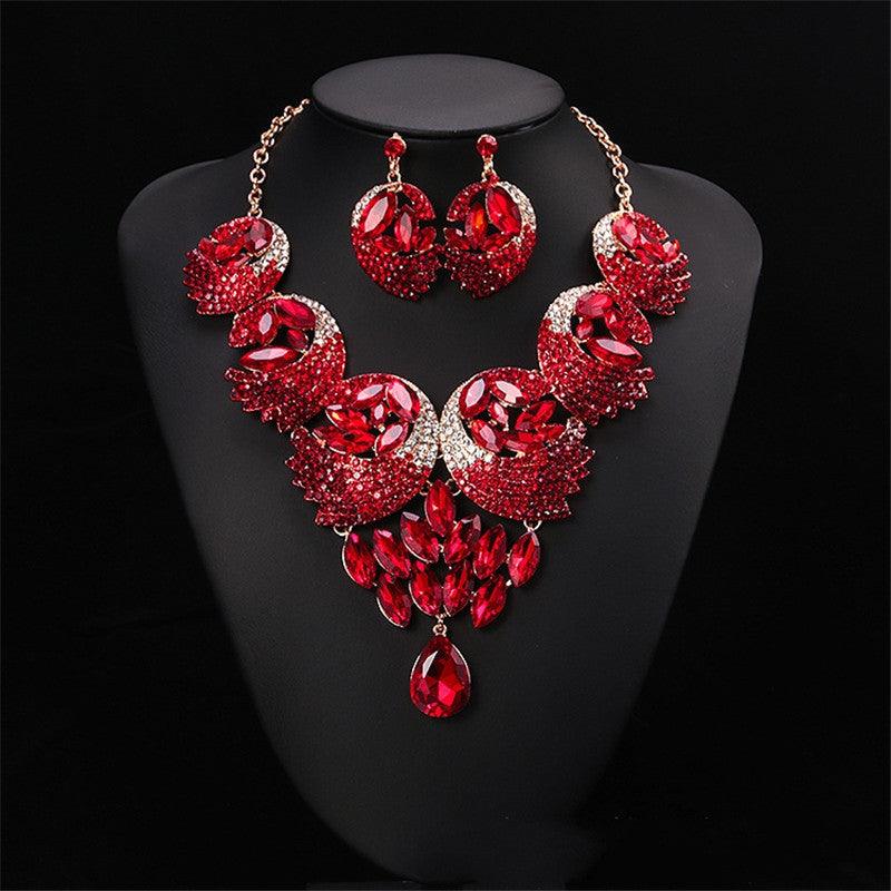 Luxury Synthetic Diamond Necklace And Earrings Set Bridal Jewelry - Shop Alluring