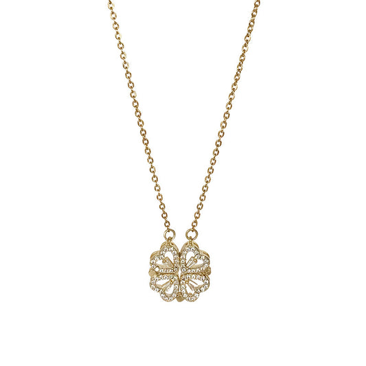 Magnetic Four Leaf Clover Necklace, Folding Heart Necklace - Online Fashion Store -Shop Alluring