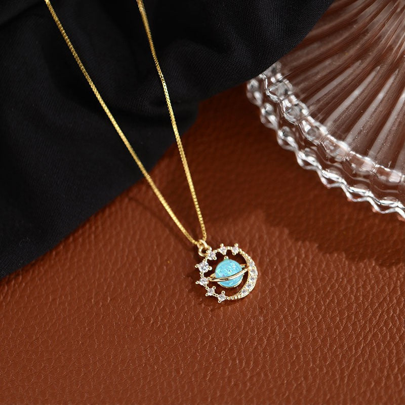 Planet Necklace Opal Look Stone - Online Fashion Store -Shop Alluring