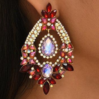 Geometric Statement Large Round Rhinestone Earrings - Shop Alluring