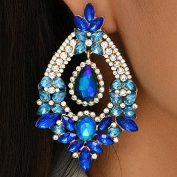 Geometric Statement Large Round Rhinestone Earrings - Shop Alluring