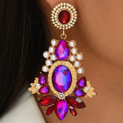 Geometric Statement Large Round Rhinestone Earrings - Shop Alluring