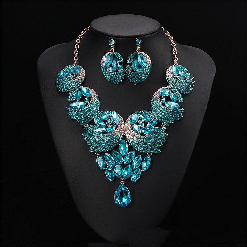 Luxury Synthetic Diamond Necklace And Earrings Set Bridal Jewelry - Shop Alluring