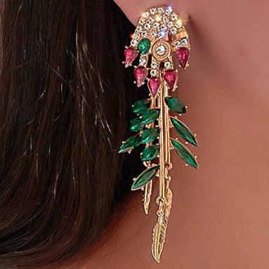 Diamond Drop Feather Look Earrings - Shop Alluring