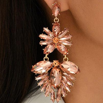 Geometric Statement Large Round Rhinestone Earrings - Shop Alluring