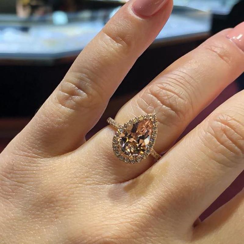 Elegant Cubic Zirconia Rose Gold Champagne Crystal Ring-Rings-Shop Alluring