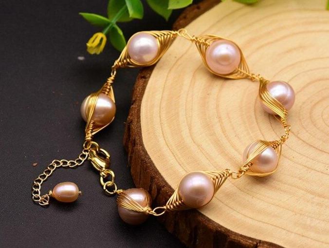 Handmade Natural Fresh Water Pink Pearl Adjustable Bracelet-Bracelets-Shop Alluring