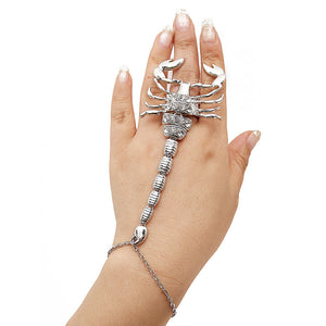 Diamond Scorpion Hand Ring Bracelet
