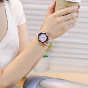 Beaded bracelet watch gradient color simple ladies watch