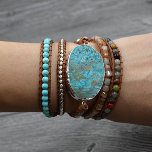Natural Ocean Jasper Stone Beaded Handmade bohemian Bracelet