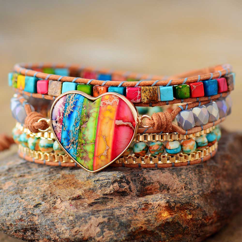 Natural Stone Mix Layered Hand-Woven Bracelet