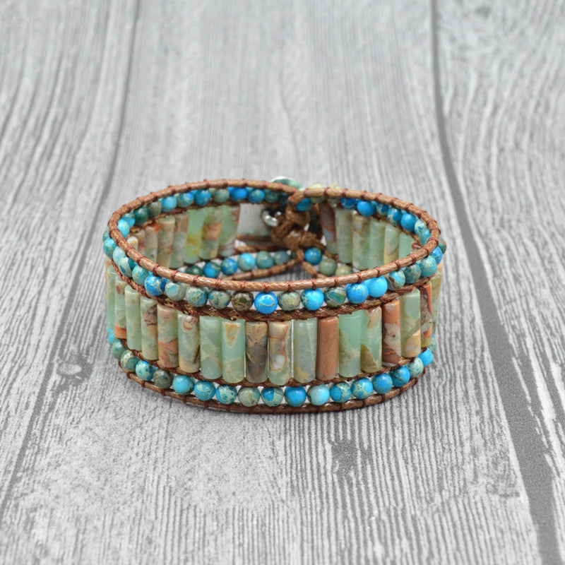 Multilayer Woven Natural Imperial Stone Beaded Bracelet