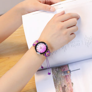Beaded bracelet watch gradient color simple ladies watch