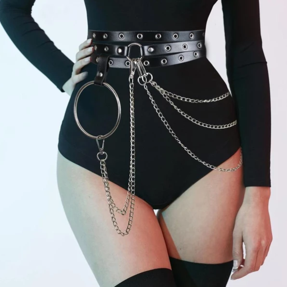 Punk style concave waist chain